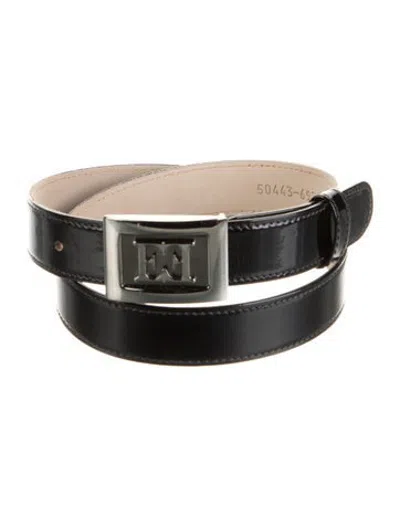 Pre-owned Escada Skinny Patent Leather Waist Belt In Black