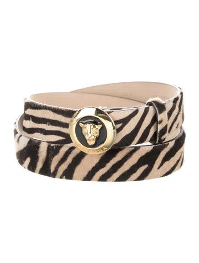Pre-owned Escada Skinny Ponyhair Waist Belt In Neutrals