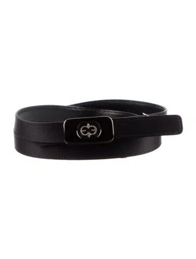 Pre-owned Escada Skinny Satin Waist Belt W/ Tags In Black