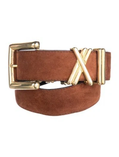 Pre-owned Escada Skinny Suede Belt In Multi