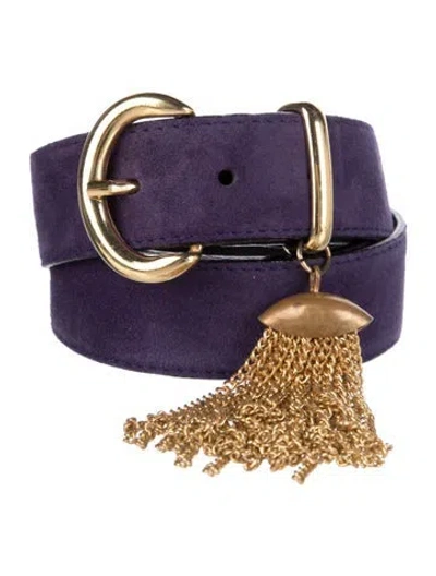 Pre-owned Escada Skinny Suede Belt In Purple