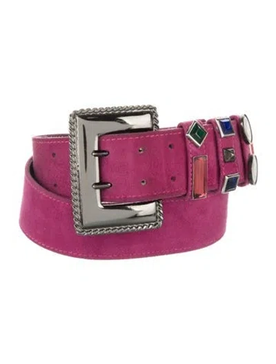 Pre-owned Escada Skinny Suede Belt In Purple