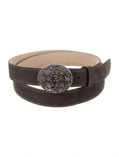 Pre-owned Escada Skinny Suede Waist Belt In Brown