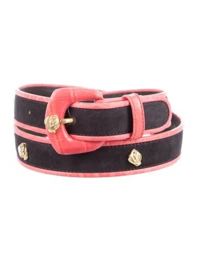 Pre-owned Escada Skinny Suede Waist Belt W/ Tags In Black