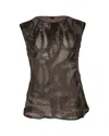 Escada Sleeveless Printed Top In Brown Wool In Brown