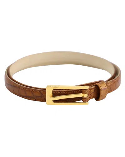 Escada Snakeskin Embossed Belt In Brown Leather