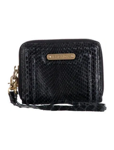 Pre-owned Escada Snakeskin Wristlet In Blue