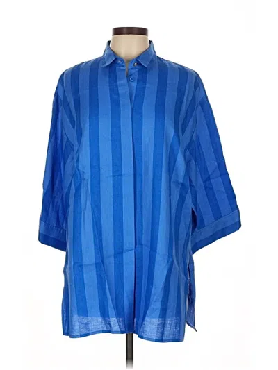 Pre-owned Escada Sport 3/4 Sleeve Button Down Shirt In Blue