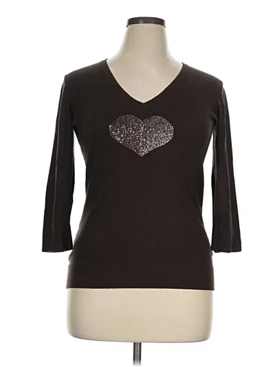 Pre-owned Escada Sport 3/4 Sleeve Top Brown Sweetheart Neckline Tops