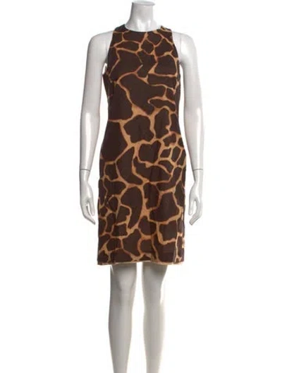 Pre-owned Escada Sport Animal Print Mini Dress In Brown