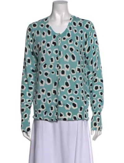 Pre-owned Escada Sport Animal Print V-neck Sweater In Blue