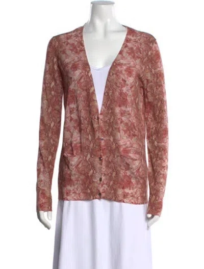Pre-owned Escada Sport Animal Print V-neck Sweater In Brown