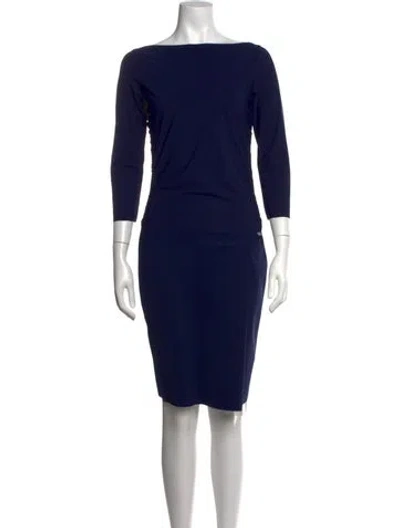Pre-owned Escada Sport Bateau Neckline Knee-length Dress In Blue