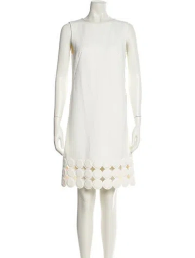 Pre-owned Escada Sport Bateau Neckline Knee-length Dress In White