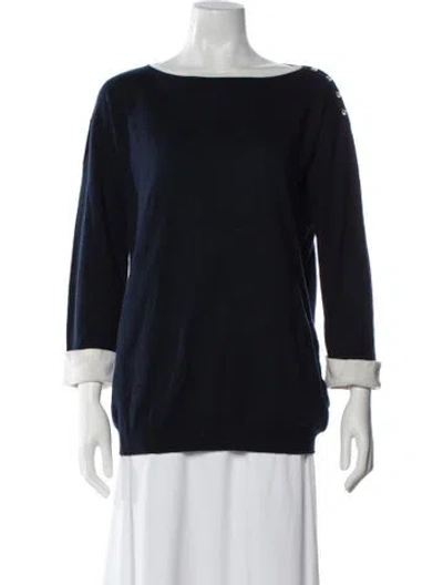 Pre-owned Escada Sport Bateau Neckline Sweater In Blue