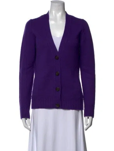 Pre-owned Escada Sport Cashmere V-neck Sweater In Purple