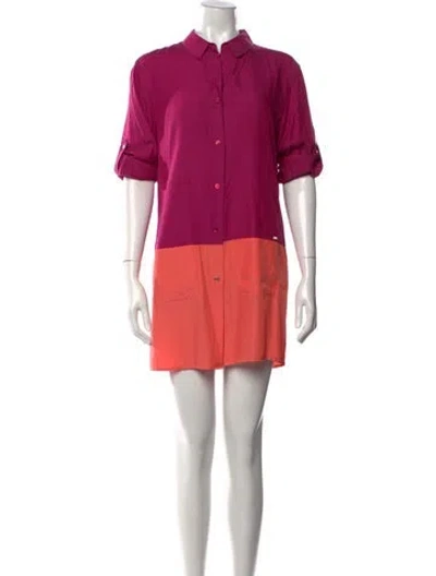 Pre-owned Escada Sport Colorblock Pattern Mini Dress In Purple