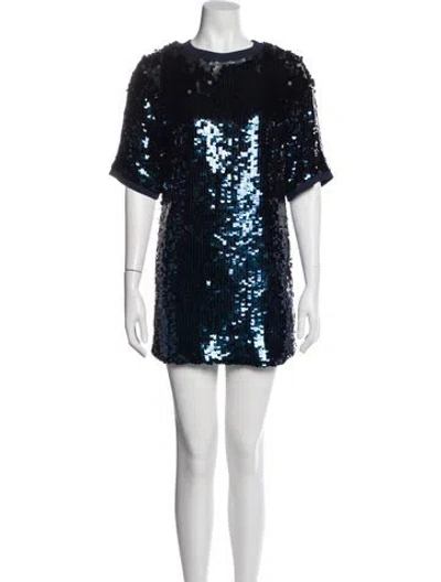 Pre-owned Escada Sport Crew Neck Mini Dress In Blue