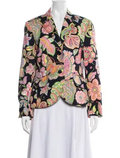 Pre-owned Escada Sport Floral Print Blazer In Blue