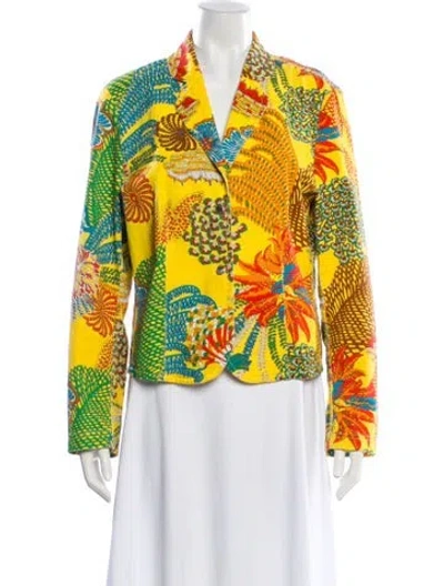 Pre-owned Escada Sport Floral Print Blazer In Yellow