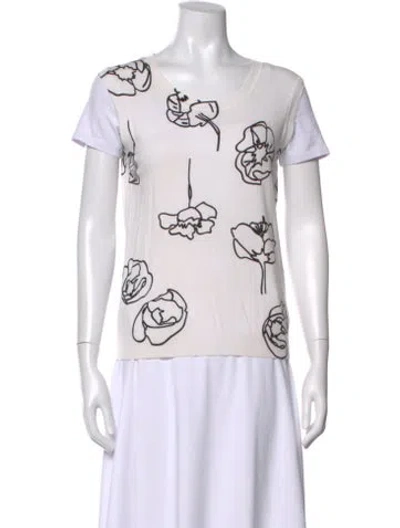 Pre-owned Escada Sport Floral Print Crew Neck Sweater In Neutral