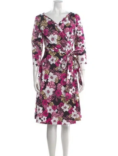 Pre-owned Escada Sport Floral Print Knee-length Dress In Pink