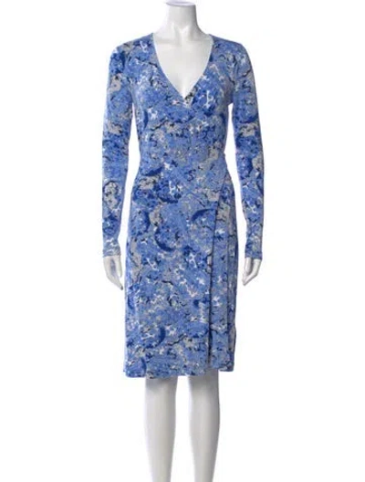 Pre-owned Escada Sport Floral Print Knee-length Dress W/ Tags In Blue