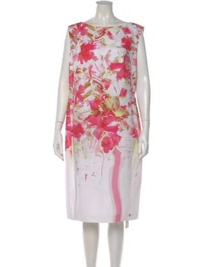 Pre-owned Escada Sport Floral Print Knee-length Dress W/ Tags In Pink