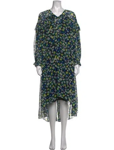 Pre-owned Escada Sport Floral Print Long Dress In Black