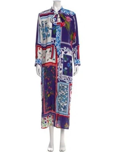 Pre-owned Escada Sport Floral Print Long Dress In White