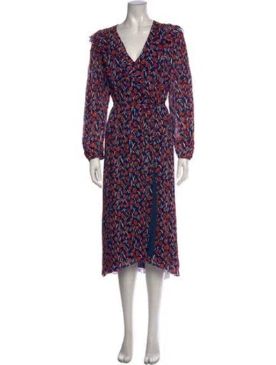 Pre-owned Escada Sport Floral Print Midi Length Dress In Red
