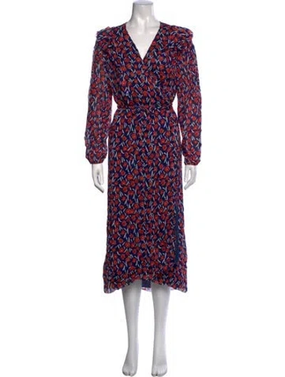 Pre-owned Escada Sport Floral Print Midi Length Dress In Red