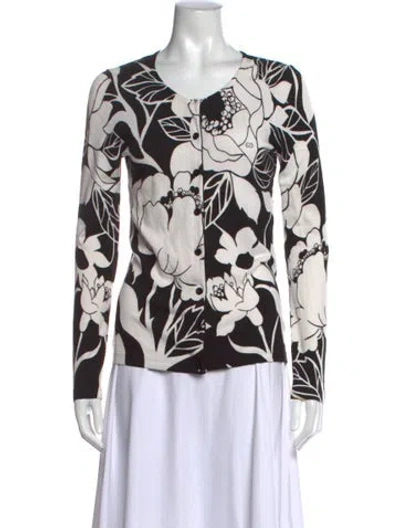 Pre-owned Escada Sport Floral Print V-neck Sweater In Black