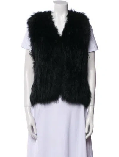 Pre-owned Escada Sport Goat Fur Fur Jacket In Black