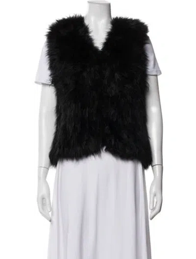 Pre-owned Escada Sport Goat Fur Vest In Black
