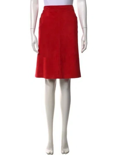 Pre-owned Escada Sport Goat Leather Midi Length Skirt W/ Tags In Red