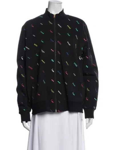 Pre-owned Escada Sport Graphic Print Bomber Jacket In Black