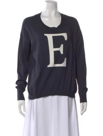 Pre-owned Escada Sport Graphic Print Crew Neck Sweater In Blue