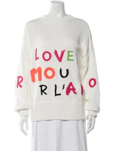 Pre-owned Escada Sport Graphic Print Crew Neck Sweater W/ Tags In White