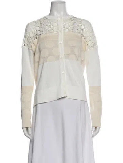 Pre-owned Escada Sport Graphic Print Crew Neck Sweater In White