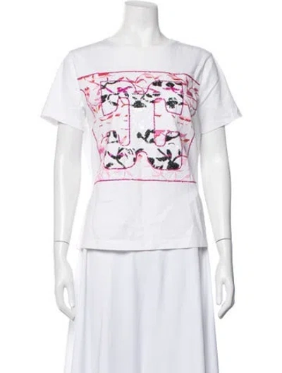 Pre-owned Escada Sport Graphic Print Crew Neck T-shirt In Metallic/neutrals