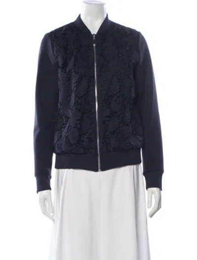 Pre-owned Escada Sport Lace Pattern Bomber Jacket In Blue