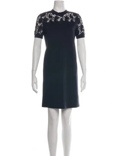 Pre-owned Escada Sport Lace Pattern Knee-length Dress In Blue