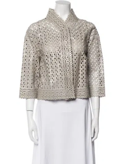 Pre-owned Escada Sport Lamb Leather Animal Print Jacket In Neutral