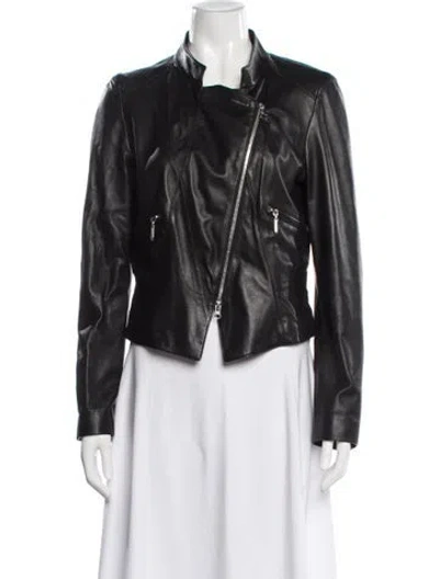 Pre-owned Escada Sport Lamb Leather Biker Jacket In Black
