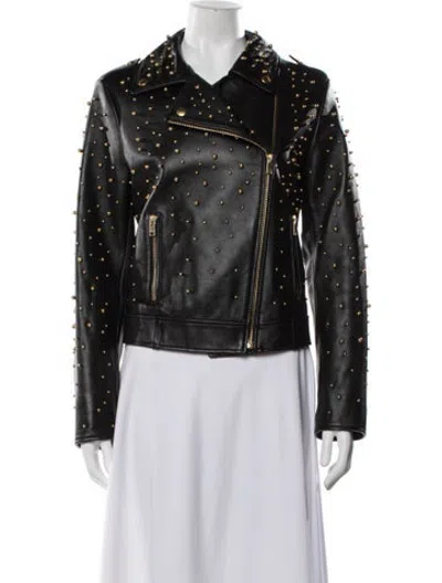 Pre-owned Escada Sport Lamb Leather Biker Jacket In Black
