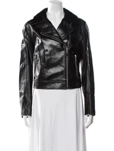Pre-owned Escada Sport Lamb Leather Biker Jacket W/ Tags In Black