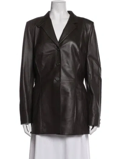 Pre-owned Escada Sport Lamb Leather Blazer In Brown