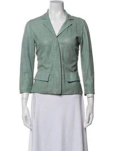 Pre-owned Escada Sport Lamb Leather Blazer In Green