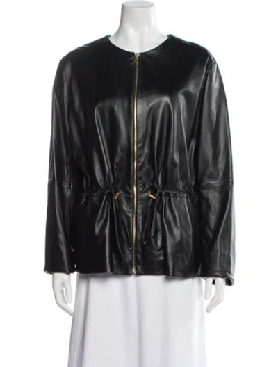 Pre-owned Escada Sport Lamb Leather Jacket In Black